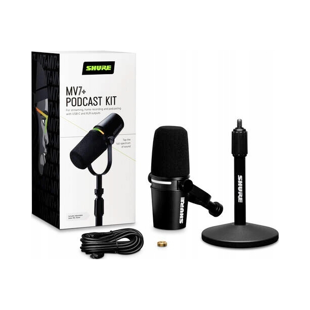 Dynamický mikrofón pre podcasty Shure MV7+K-BNDL Xlr/usb-c so statívom