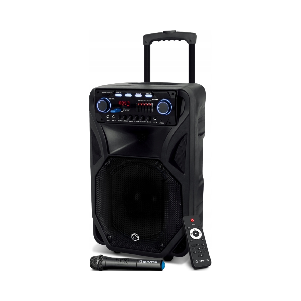 Manta SPK5021PRO FONOS 80W Bluetooth Radio FM Mikrofon Karaoke Czarny