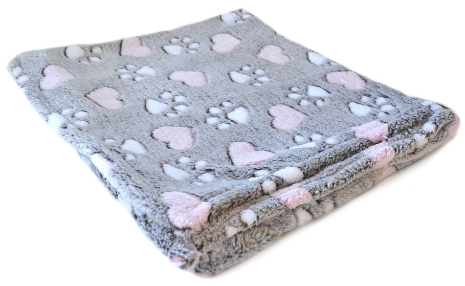 Levně Deka tlapky a srdíčka 120x70 cm