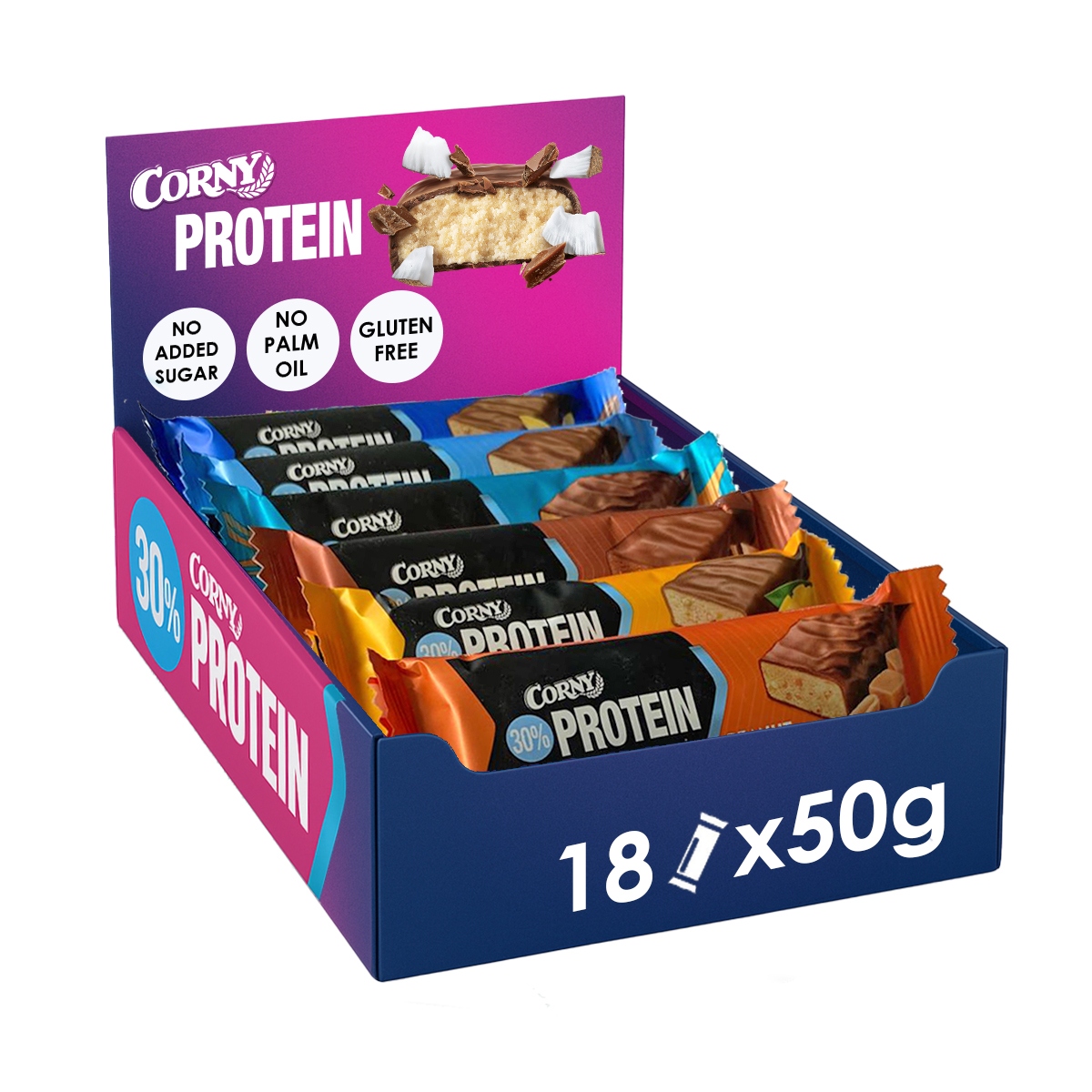 Corny Protein 30% mix příchutí, 18x50g