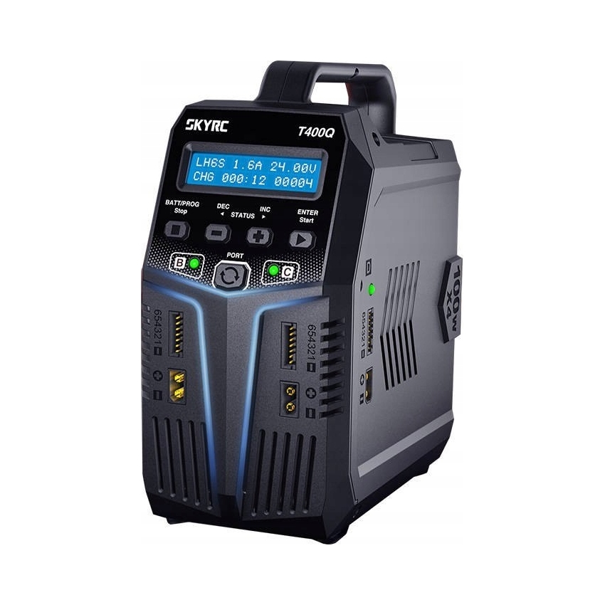 SkyRC T400Q Štvorkanálová nabíjačka 1-6S LiPo/LiFe/Lilon/LiHV Dc/ac 4x100W