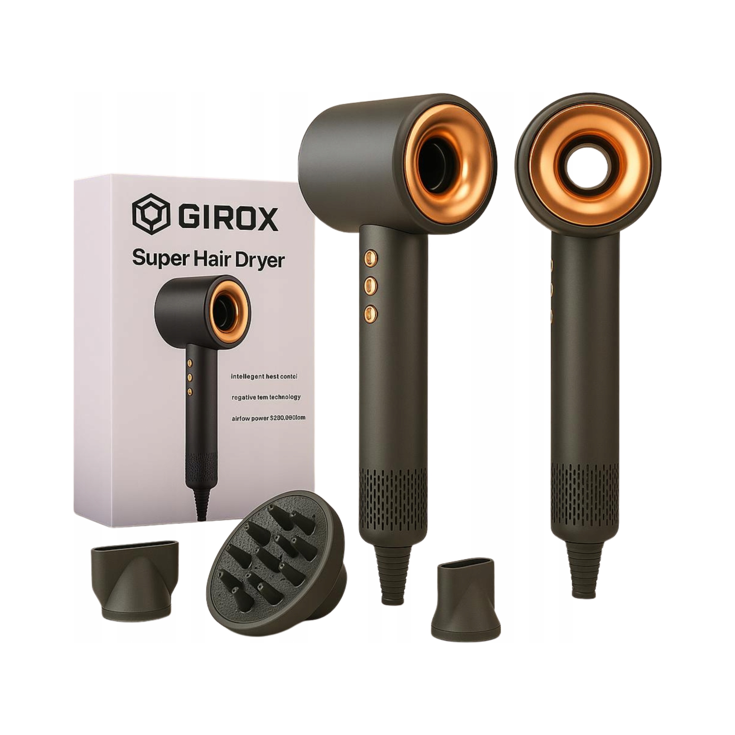 Profesionální vysoušeč vlasů s ionizací 1600 W, 4 nástavce na vlasy