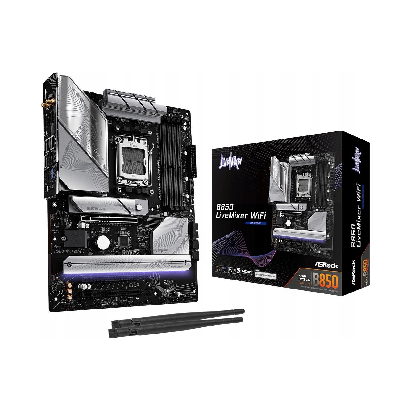 Základná doska ASRock B850 LiveMixer WiFi Socket AM5, 4 x DIMM DDR5, formát