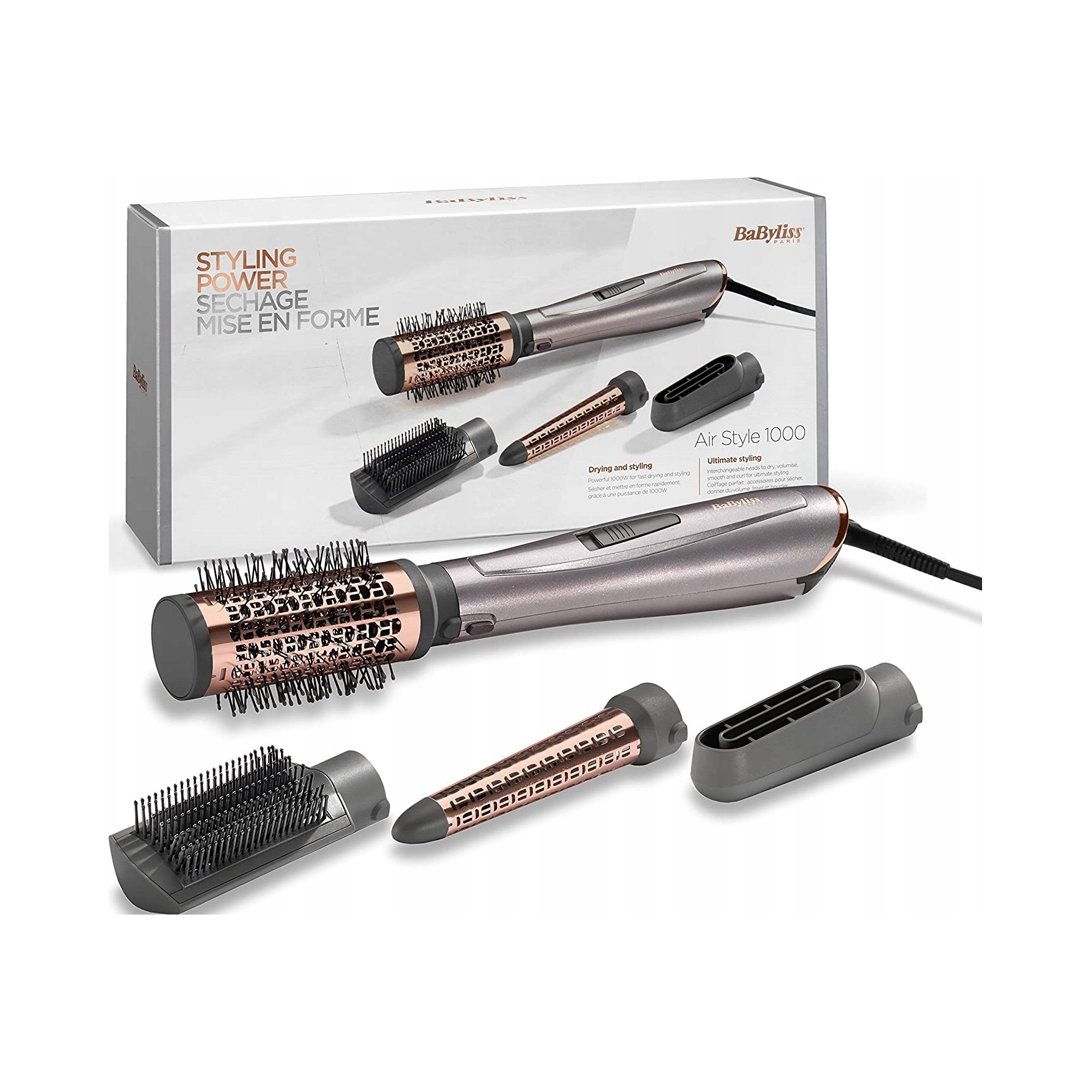 Kulmofén Babyliss Air Style 1000 AS136E ionizace 1000 W šedá