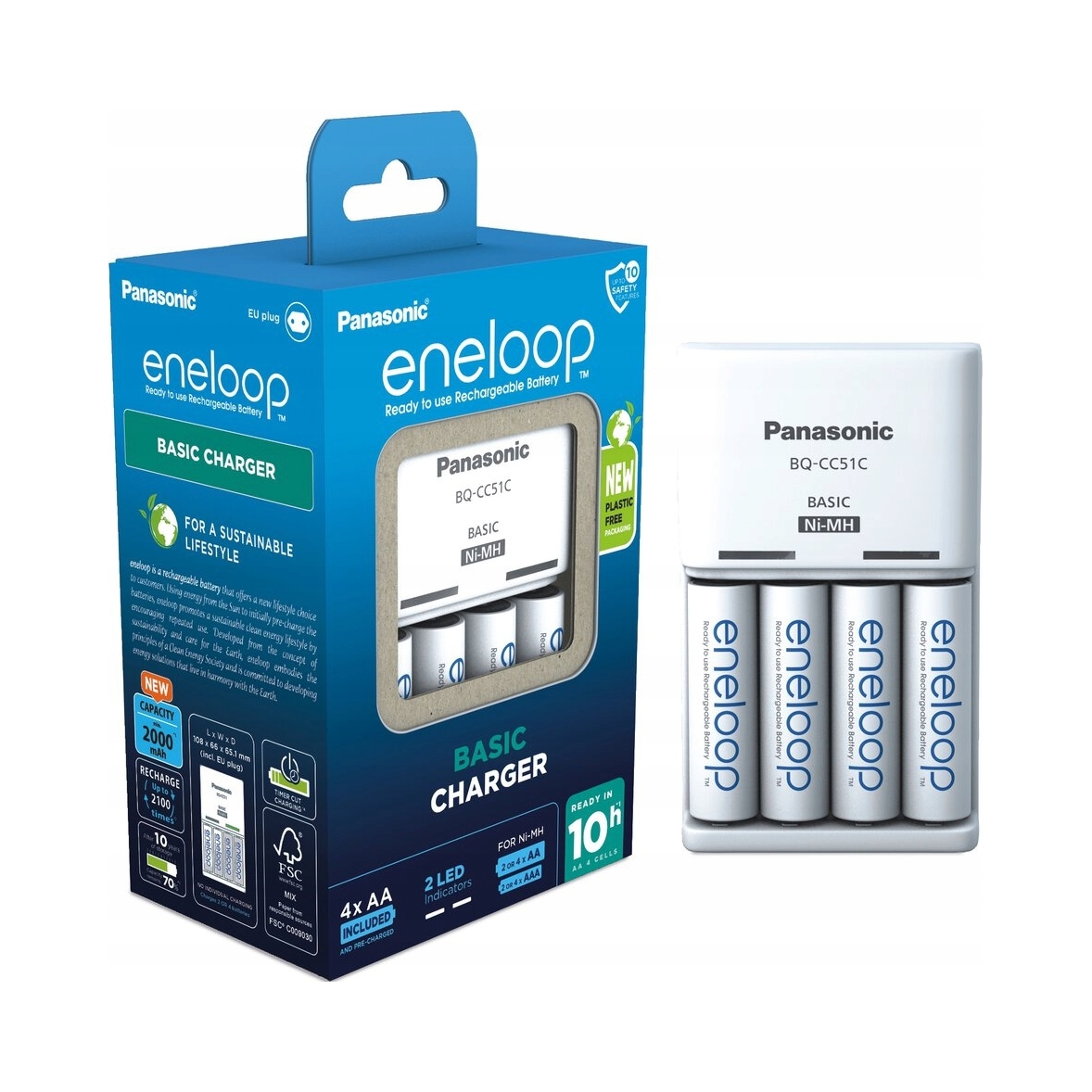 Nabíjecí sada Panasonic Eneloop BQ-CC51 se 4 bateriemi Aa 2000 mAh