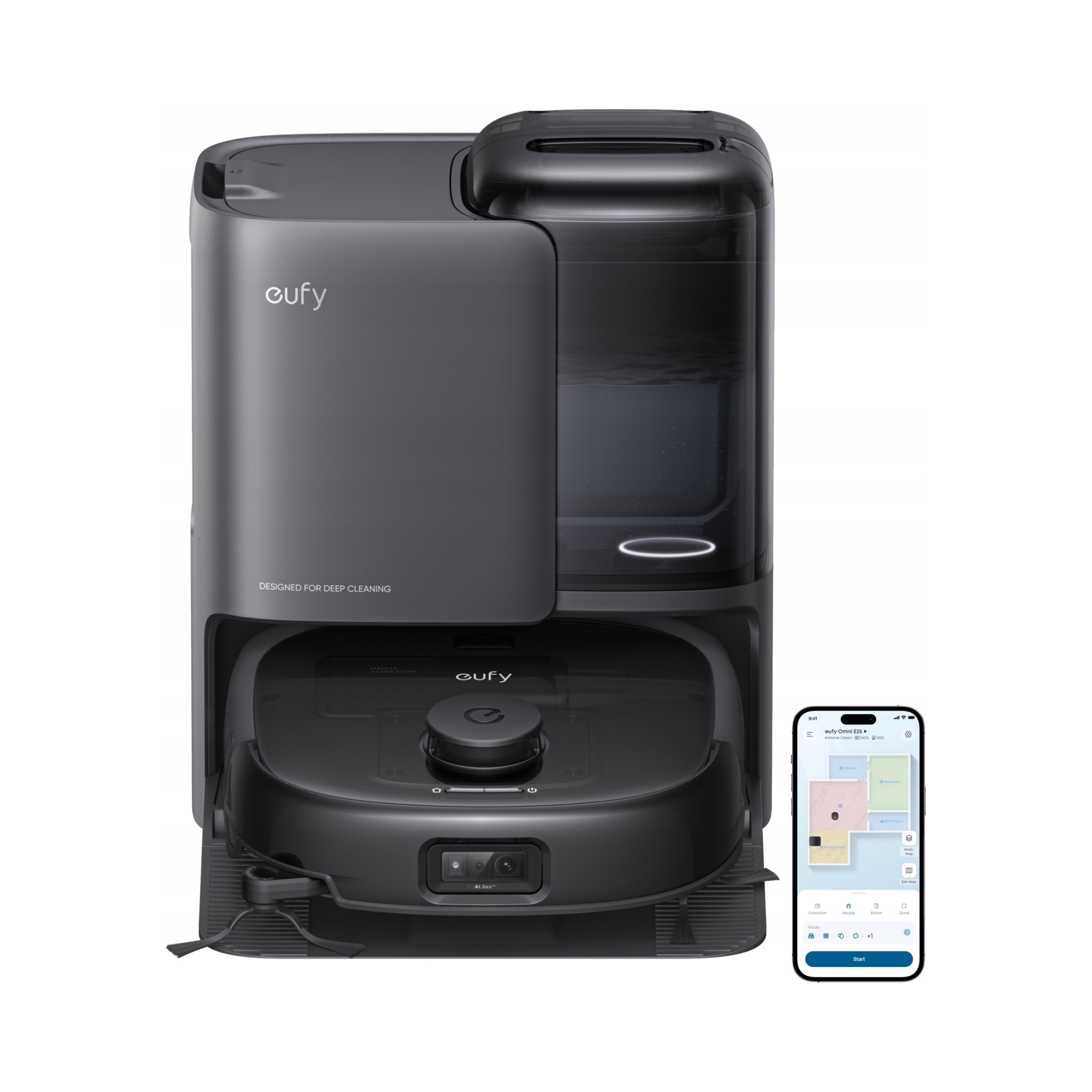 Robot sprzątający Eufy E25 Omni 20000Pa HydroJet czarny