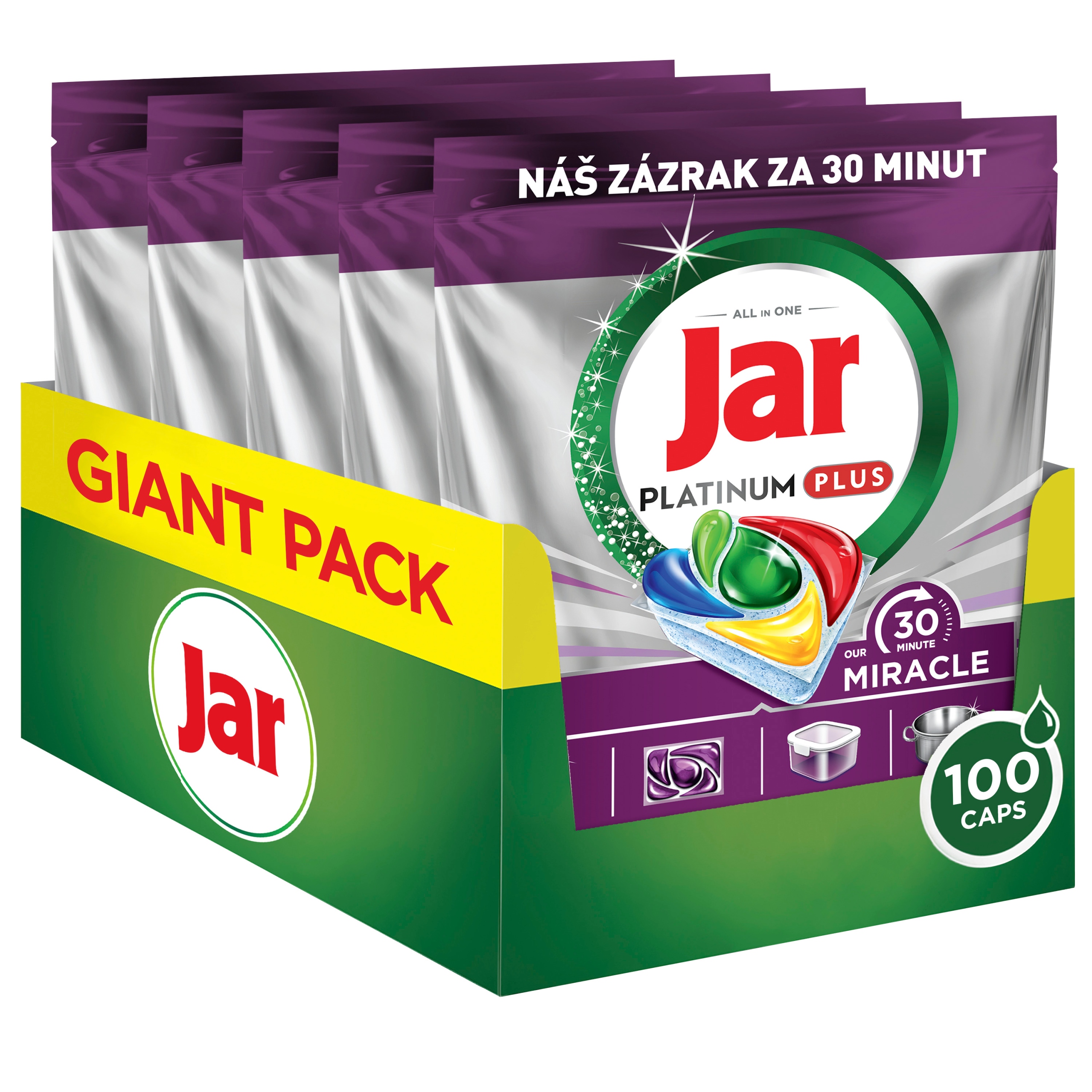 Levně Jar Platinum Plus 30 Minute Miracle tablety do myčky 100 ks