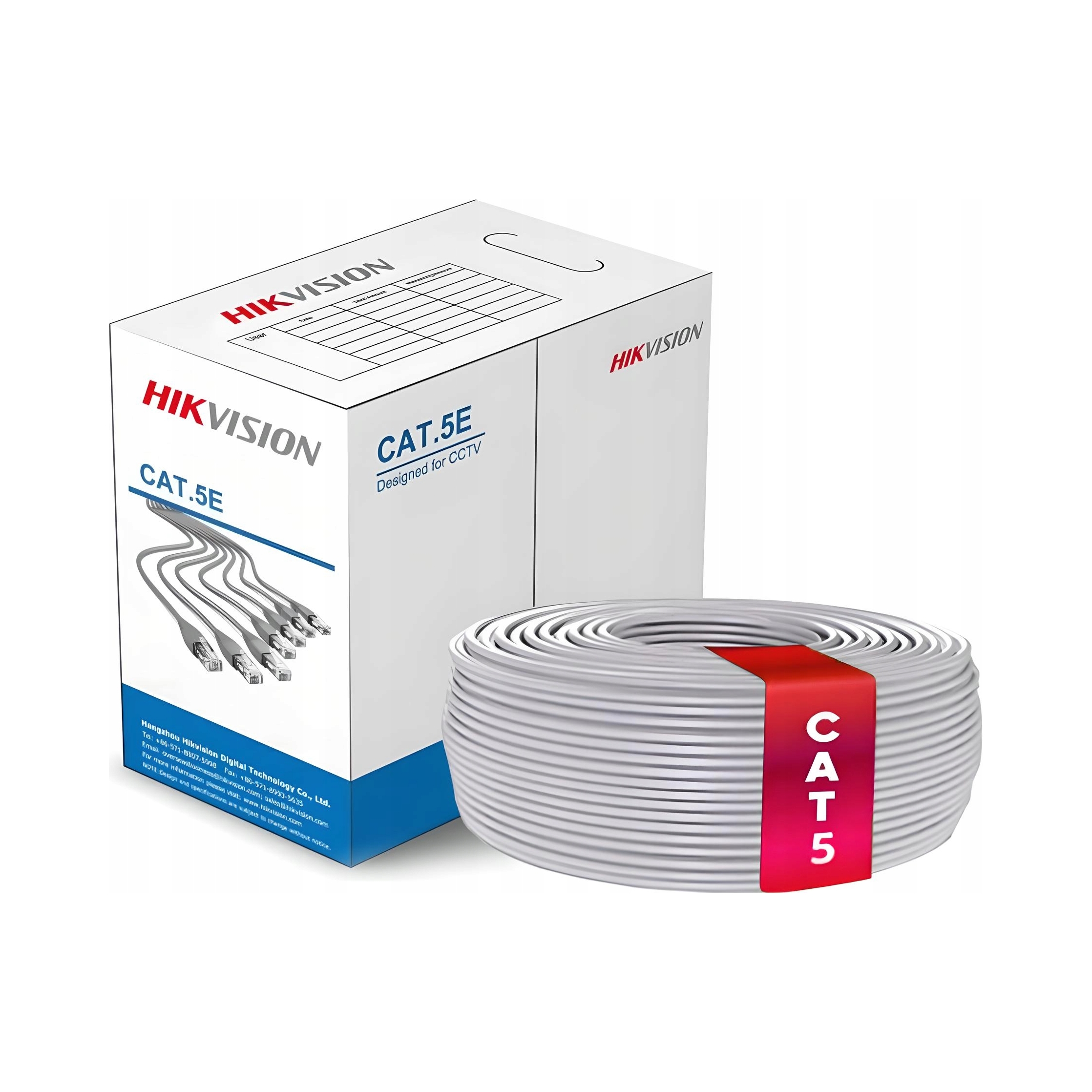 Kabel Utp skrętka szara Hikvision DS-PL-5E CAT5E 305m 100% miedź monitoring