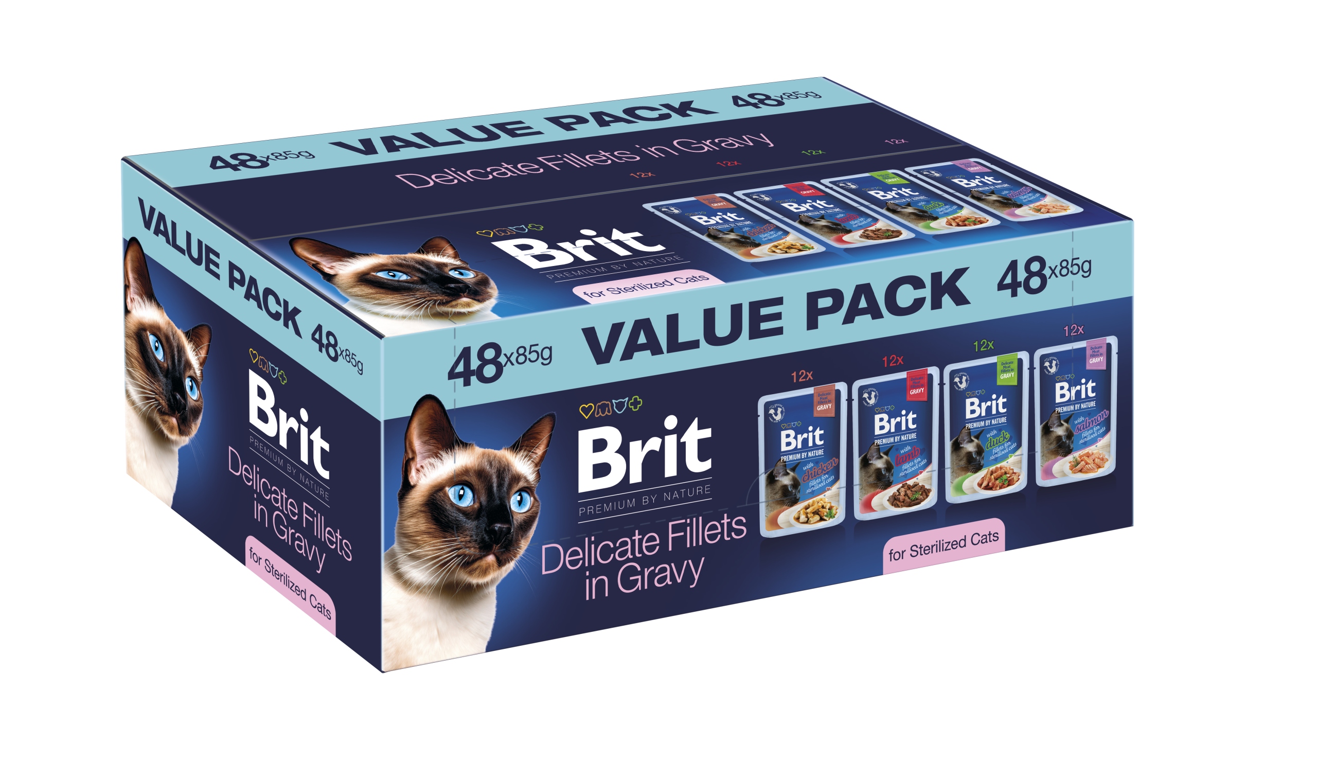 Levně Brit Premium by Nature Cat Pouches Value Pack Sterilized 48 pcs