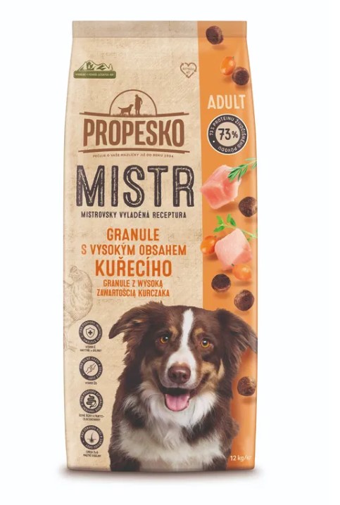 Levně Propesko Mistr granule Adult s čerstvým kuřecím 12 kg