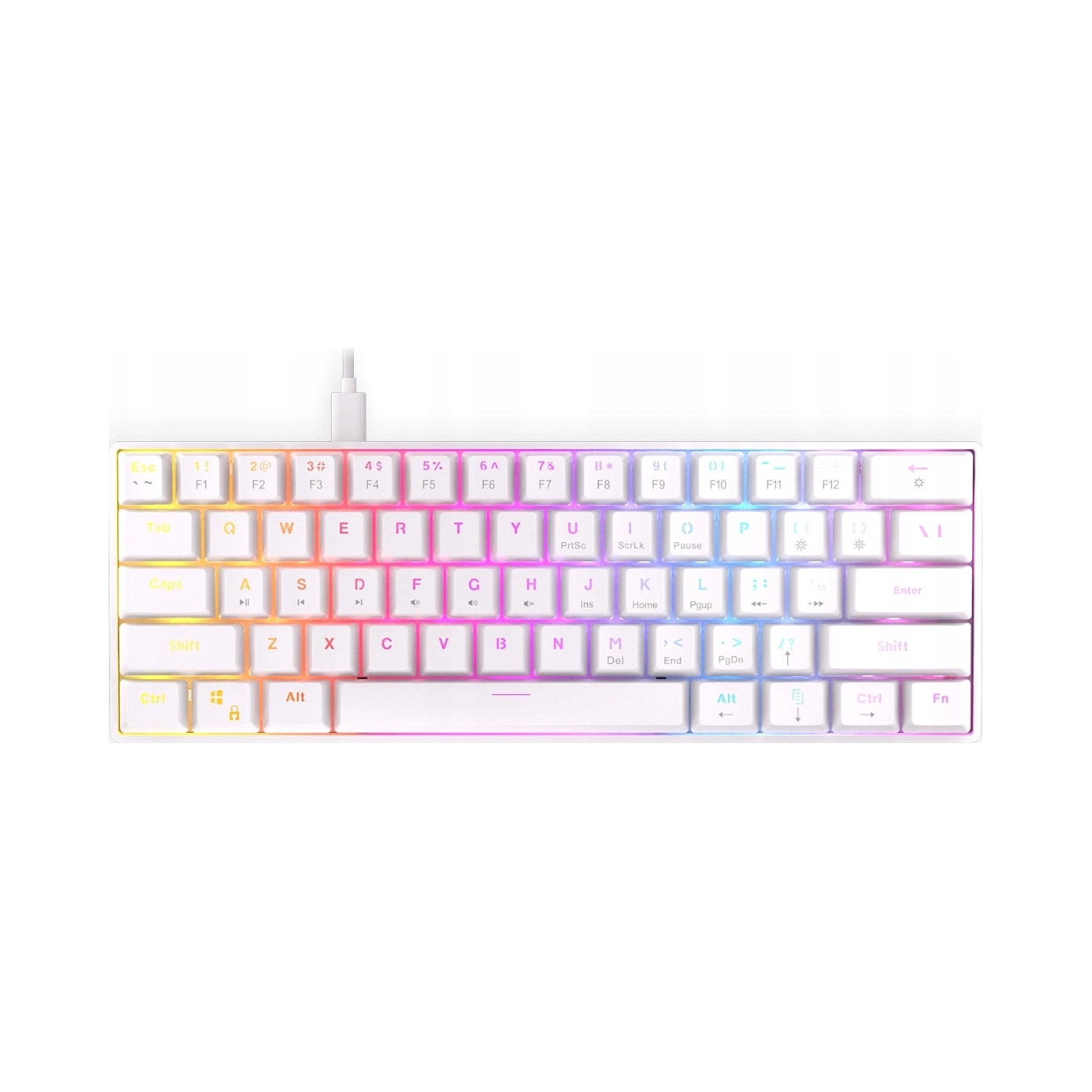 Klawiatura mechaniczna Krux Qara 60% white, Outemu Red, Rgb, biała