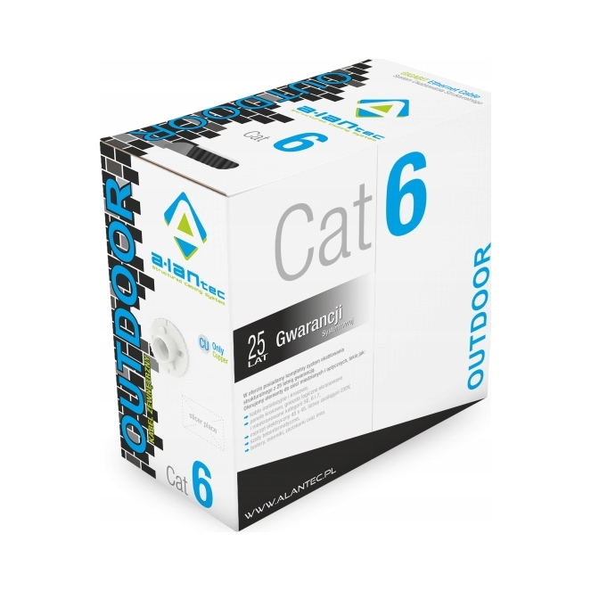 Kabel skrętka ethernet U/utp kat.6 305m zewnętrzny suchy Alantec