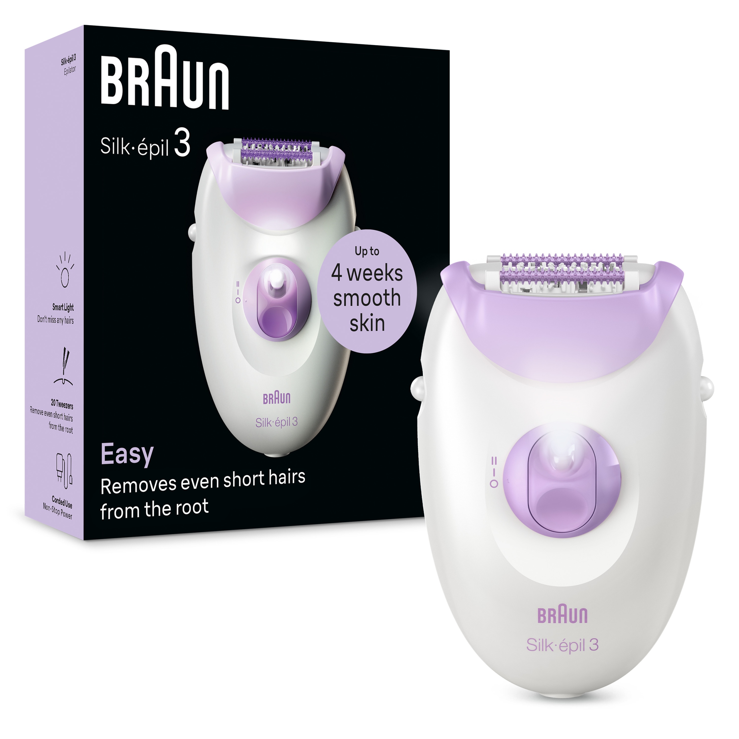 Braun Silk-épil 3 3-000 depilátor bílo-fialový SmartLight