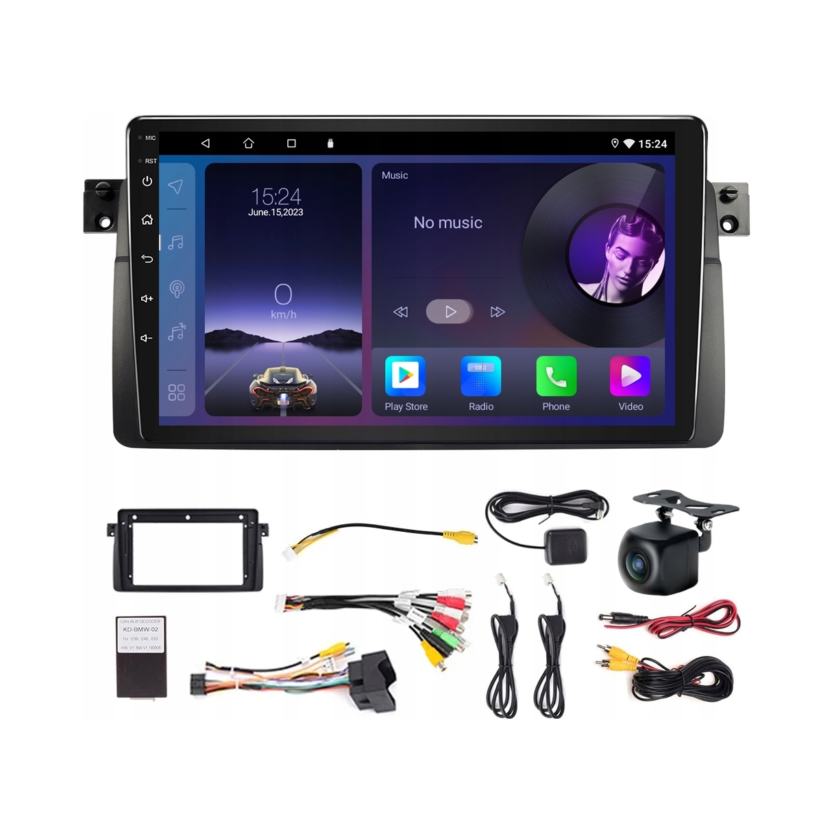 Rádio Android 15 pro Bmw E46 9" CarPlay Android Auto 4GB/64GB