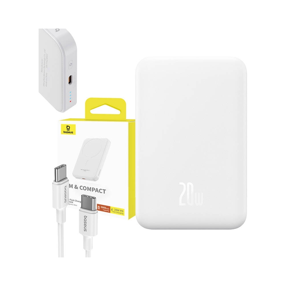 Baseus power banka Mini s bezdrôtovým nabíjaním 5000 mAh 20W Usb-c biela…