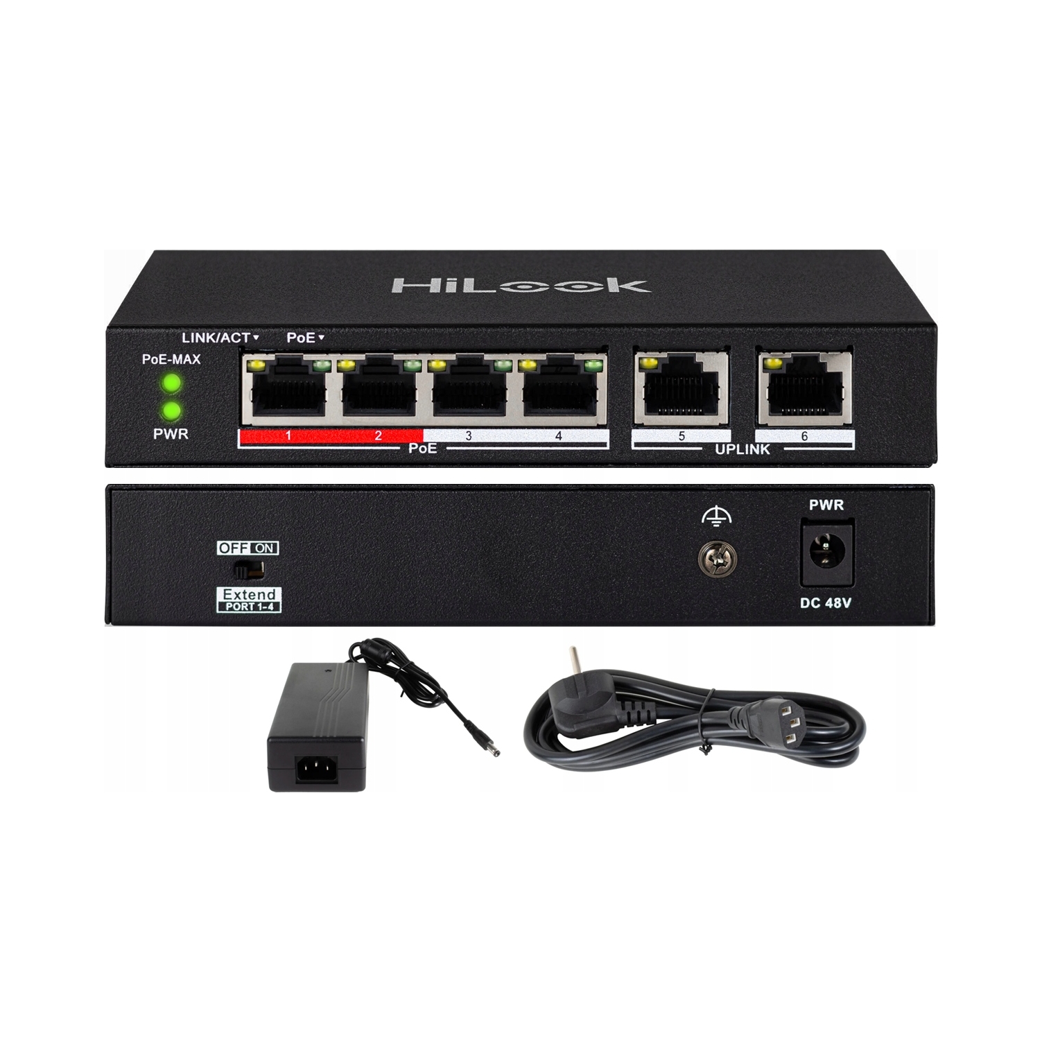 HiLook Powered by Hikvision switch NS-0106P-35/ 4x port/ 10/100 Mbps RJ45 p