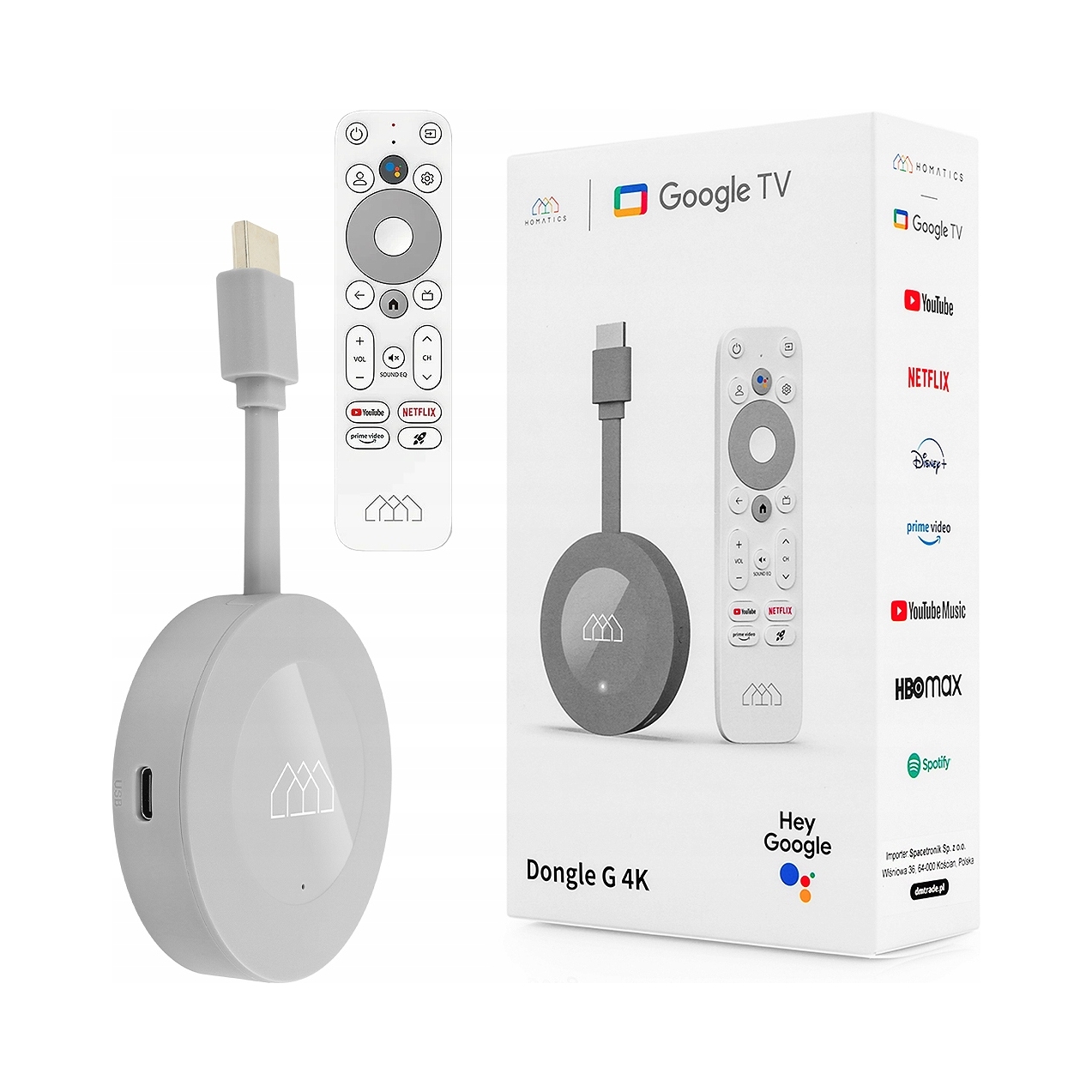 Odtwarzacz Chromecast Homatics Dongle G 4K 8 Gb Google Android Tv