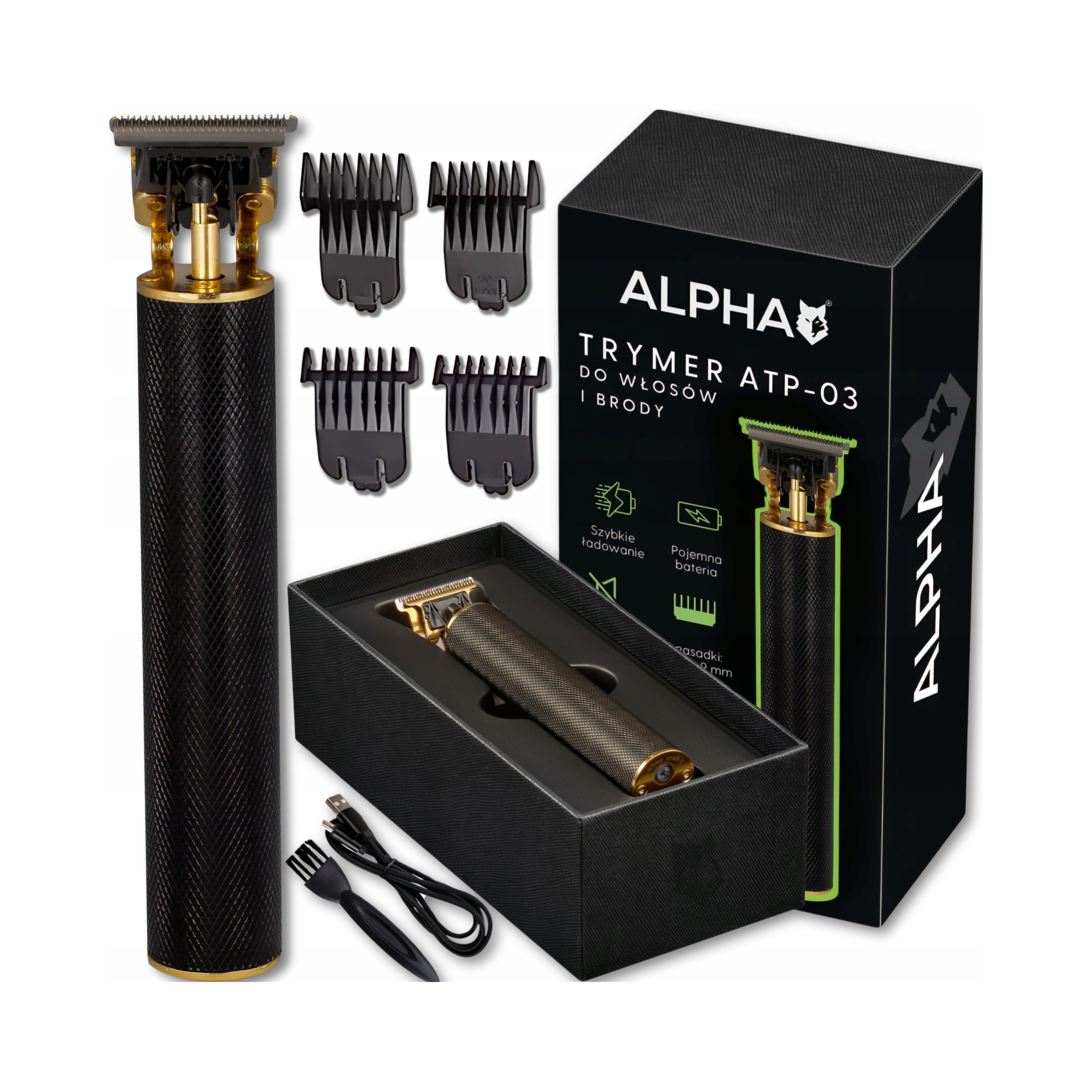 Strojek na stříhání a holení vlasů a hlavy Zastřihovač vousů Alpha