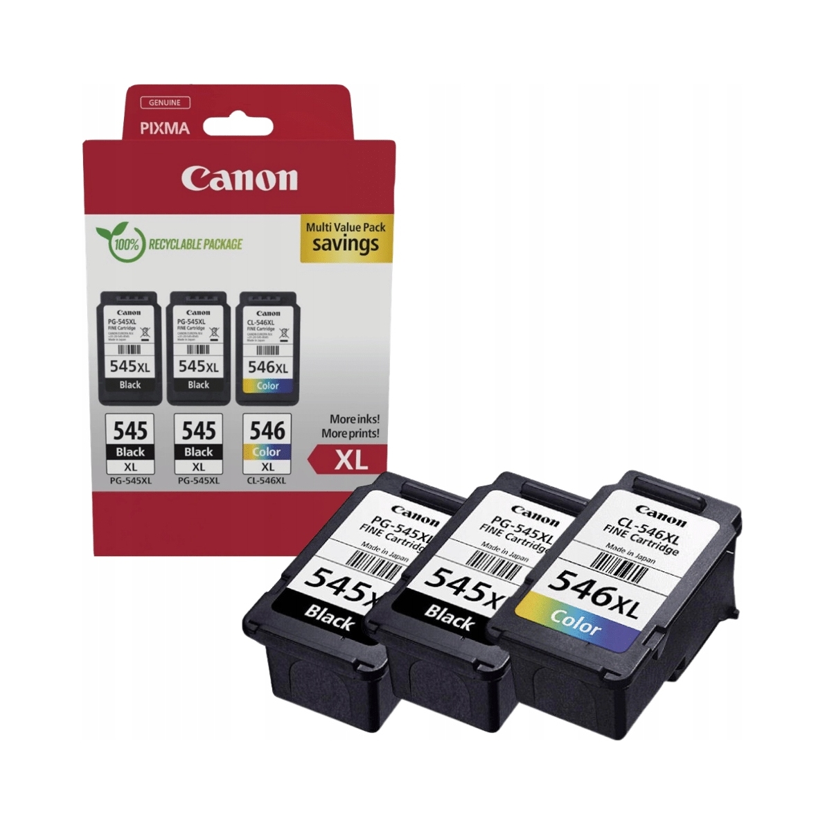 Zestaw tuszów Canon 3-pak PG545XL x2 CL546XL czarny kolorowy
