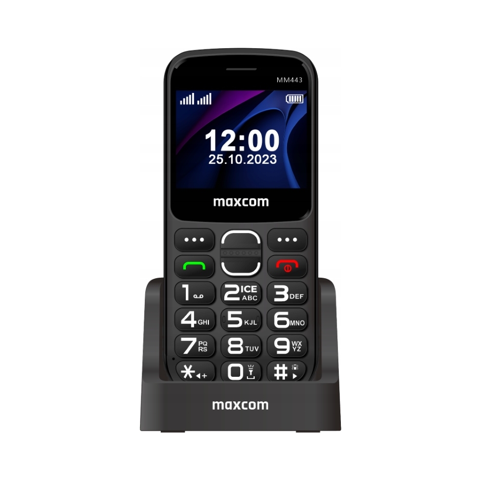 Telefon Maxcom Comfort MM443 4G Lte czarny Sos latarka Radio podstawka