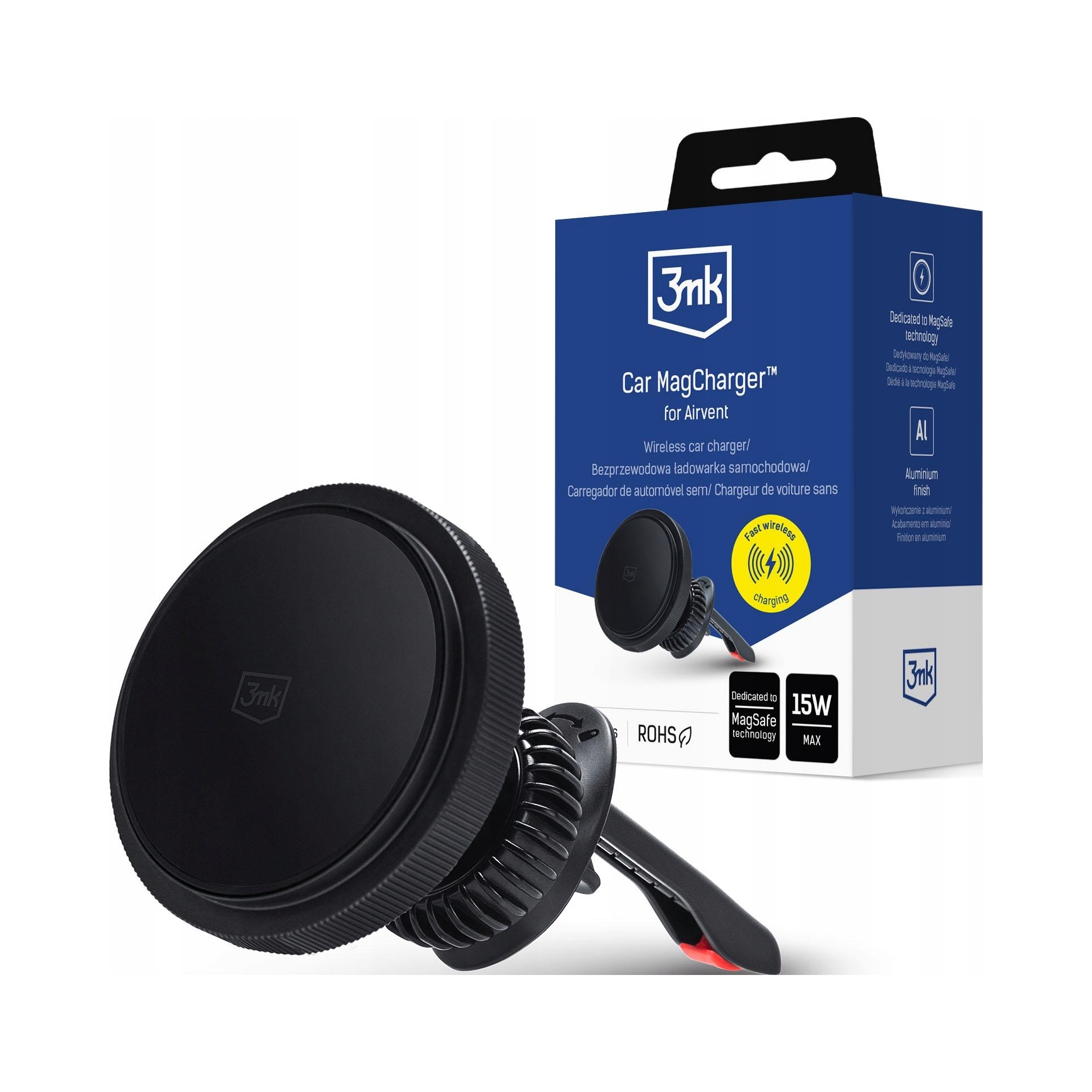 Uchwyt samochodowy 3mk Car MagCharger do kratki nawiewu czarny 3mk