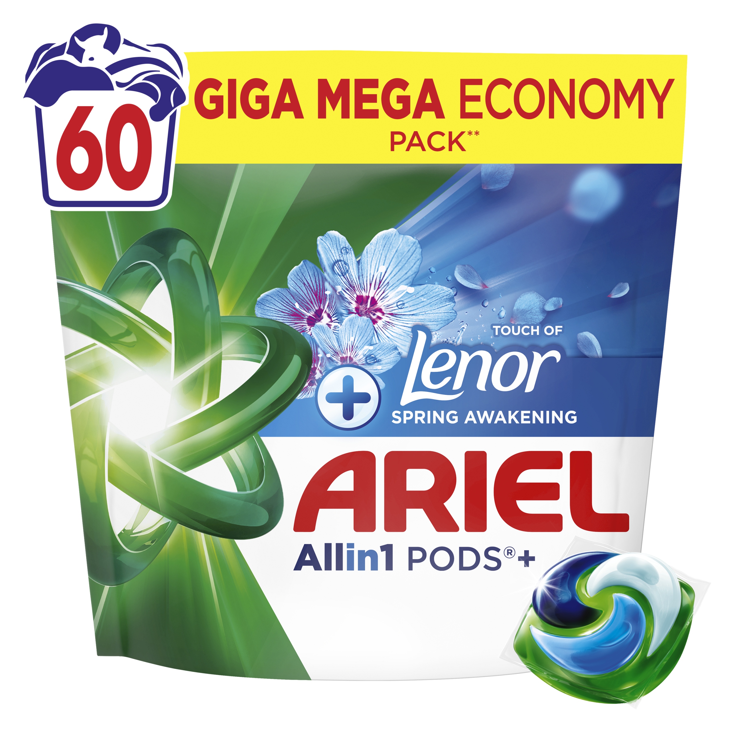 Ariel Allin1 Pods +Touch of Lenor Spring Awakening, 60 Praní