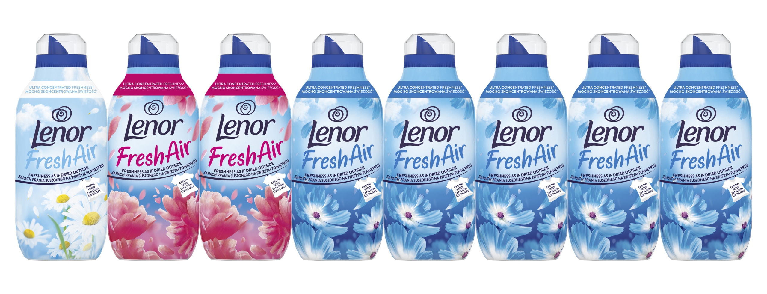 Levně Lenor Fresh Air aviváž mixpack 1x Sensitive, 2x Pink Blossom, 5x Fresh Wind