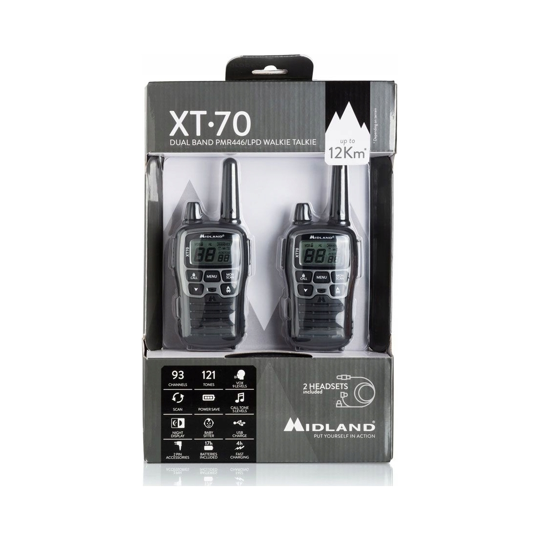 Radiotelefony krótkofalówki walkie-talkie ręczne Pmr Midland XT70