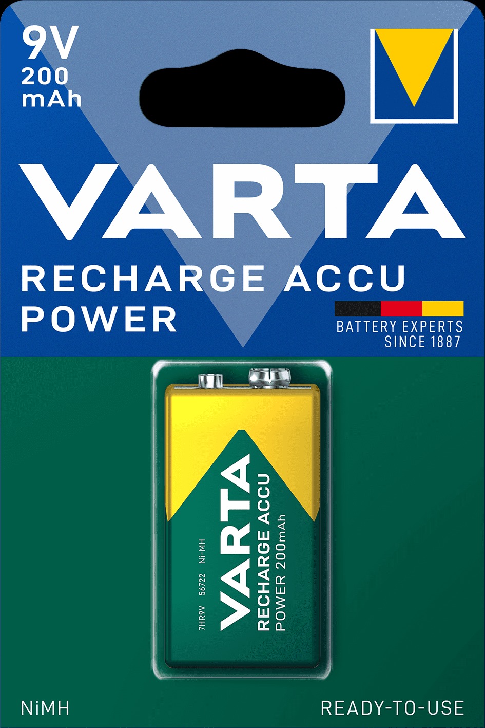 Varta Akumulatory Hi-voltage 9V 200 mAh Recharge Accu Power 1szt