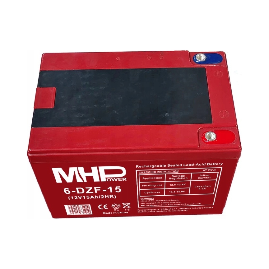 MHPower 6-DZF-15 Trakčná gélová batéria 12V/ 15Ah, Terminál D1 M5, Deep…