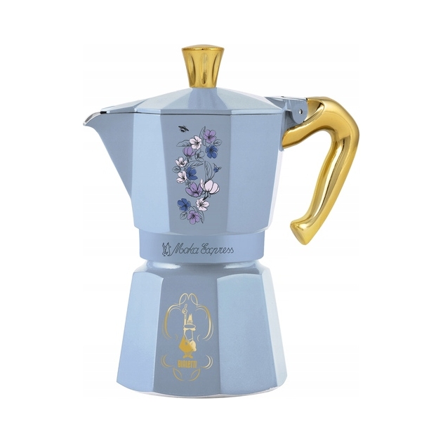 Moka Konvice Bialetti Moka Express Bridgerton 270ML Na 6 Šálků, Ledově Modrá, Italská