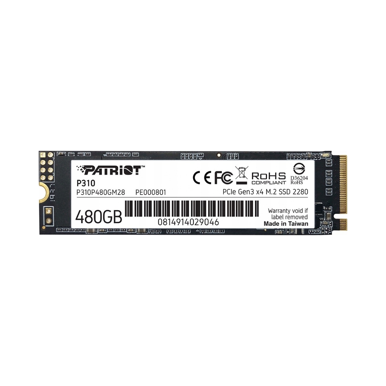 Dysk Ssd Patriot P310 480GB M.2 2280 1700/1500 PCIe NVMe gen3x4