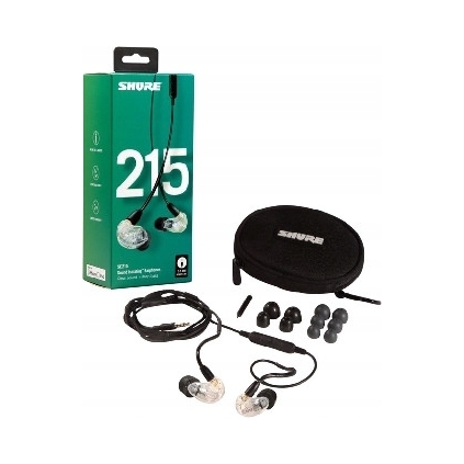 Shure SE215-CL-EFS – sluchátka do uší s odnímatelným kabelem, průhledná