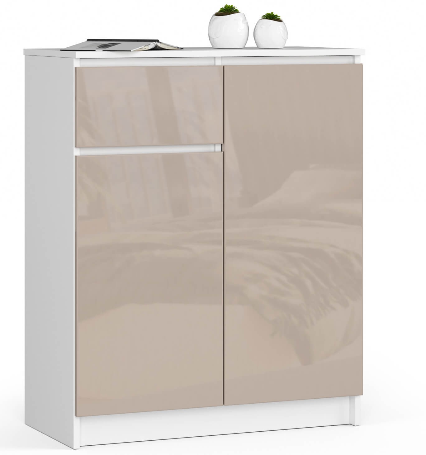 Komoda K80 2D 1SZ Clp Pk Cappuccino Połysk
