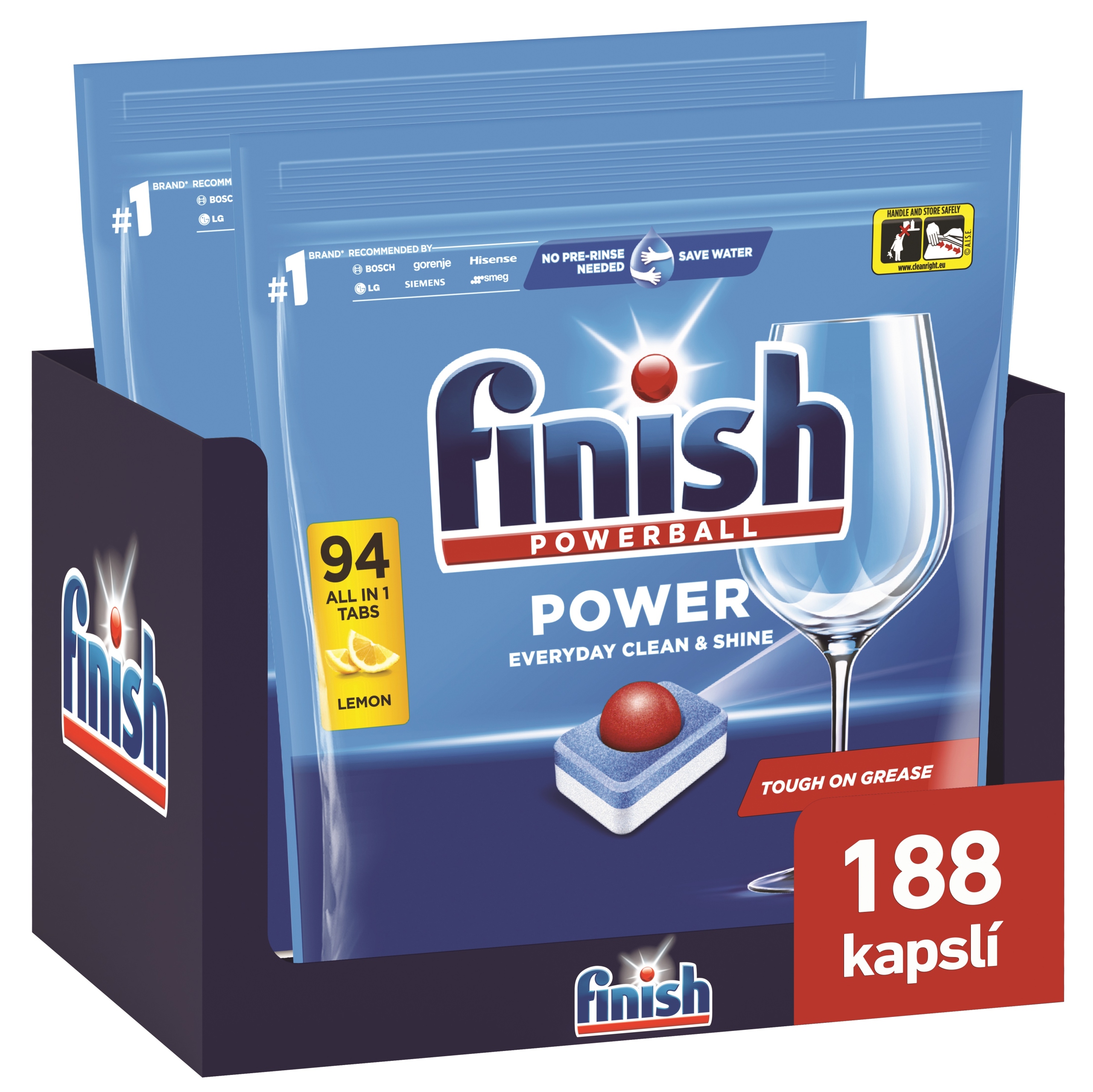 Levně Finish Power All in 1 tablety do myčky nádobí Lemon Sparkle 188 ks