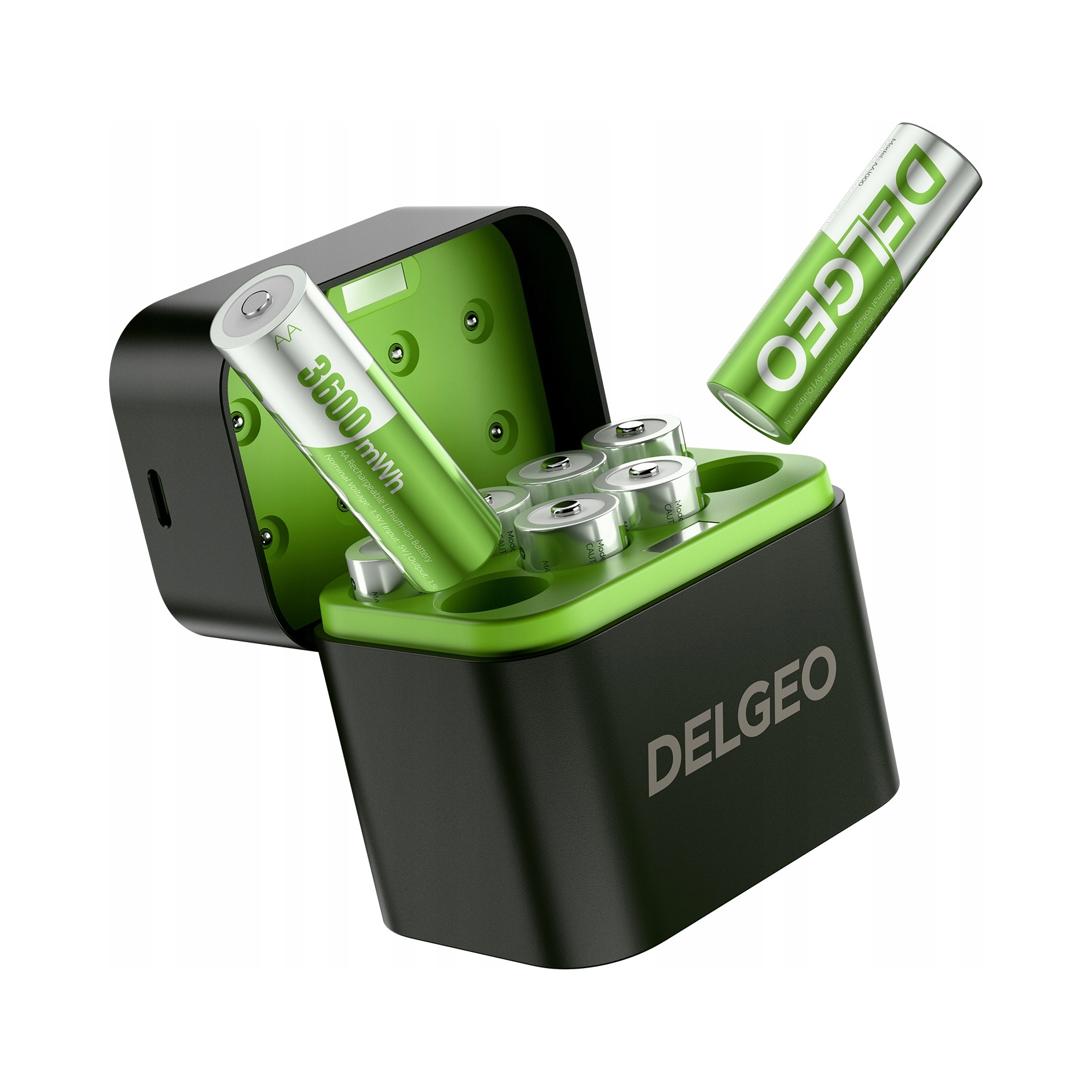 Akumulator litowe Aa Delgeo 8 sztuk baterii 3600 mWh z ładowarką