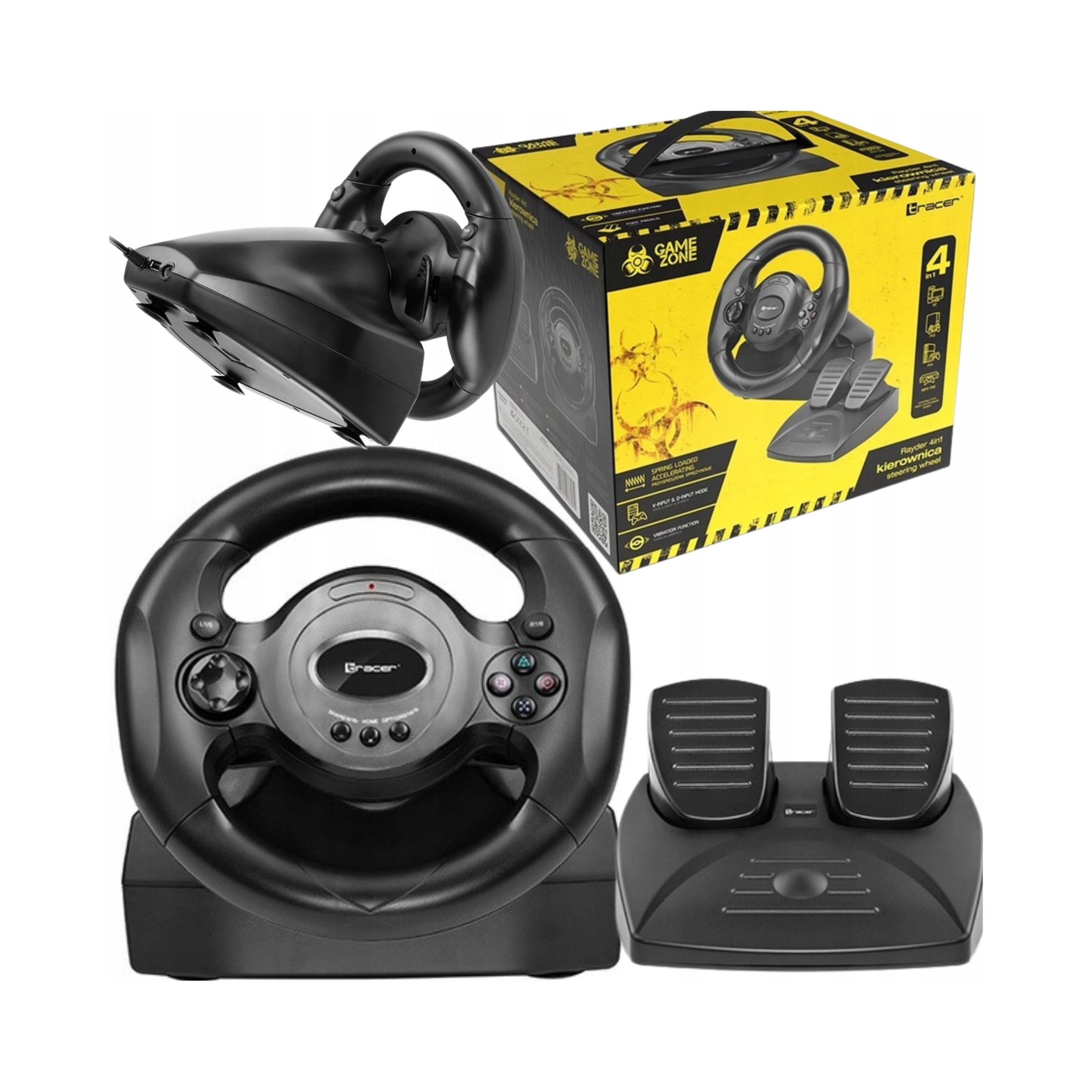 2× Kierownica przewodowa Tracer Rayder 4w1 z pedałami do PS4 PS3 Xbox One PC
