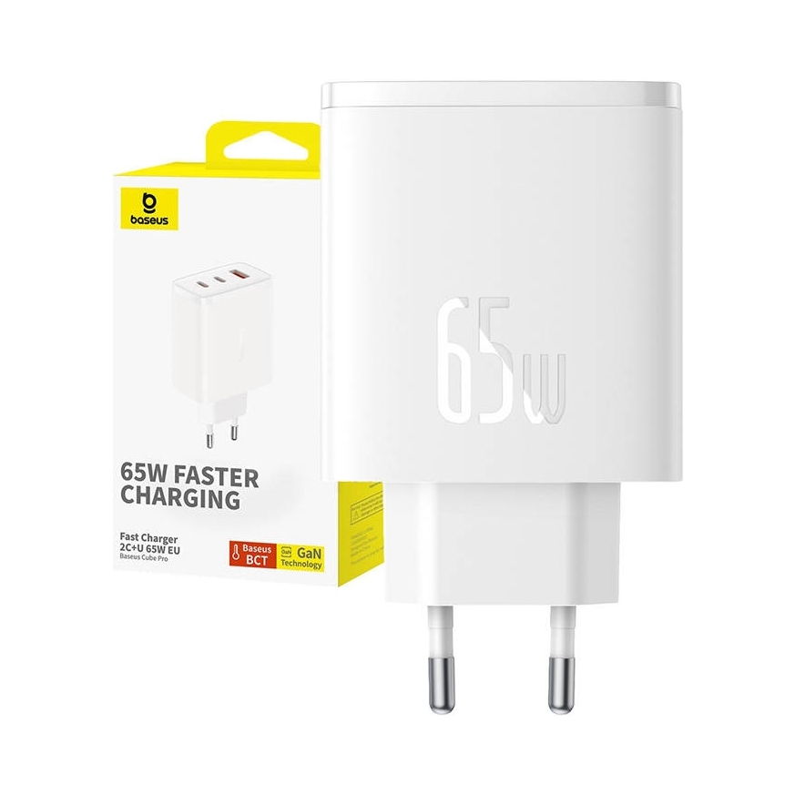 Ładowarka GaN Baseus Cube Pro 65W 2x Usb- C Usb- A biała Baseus