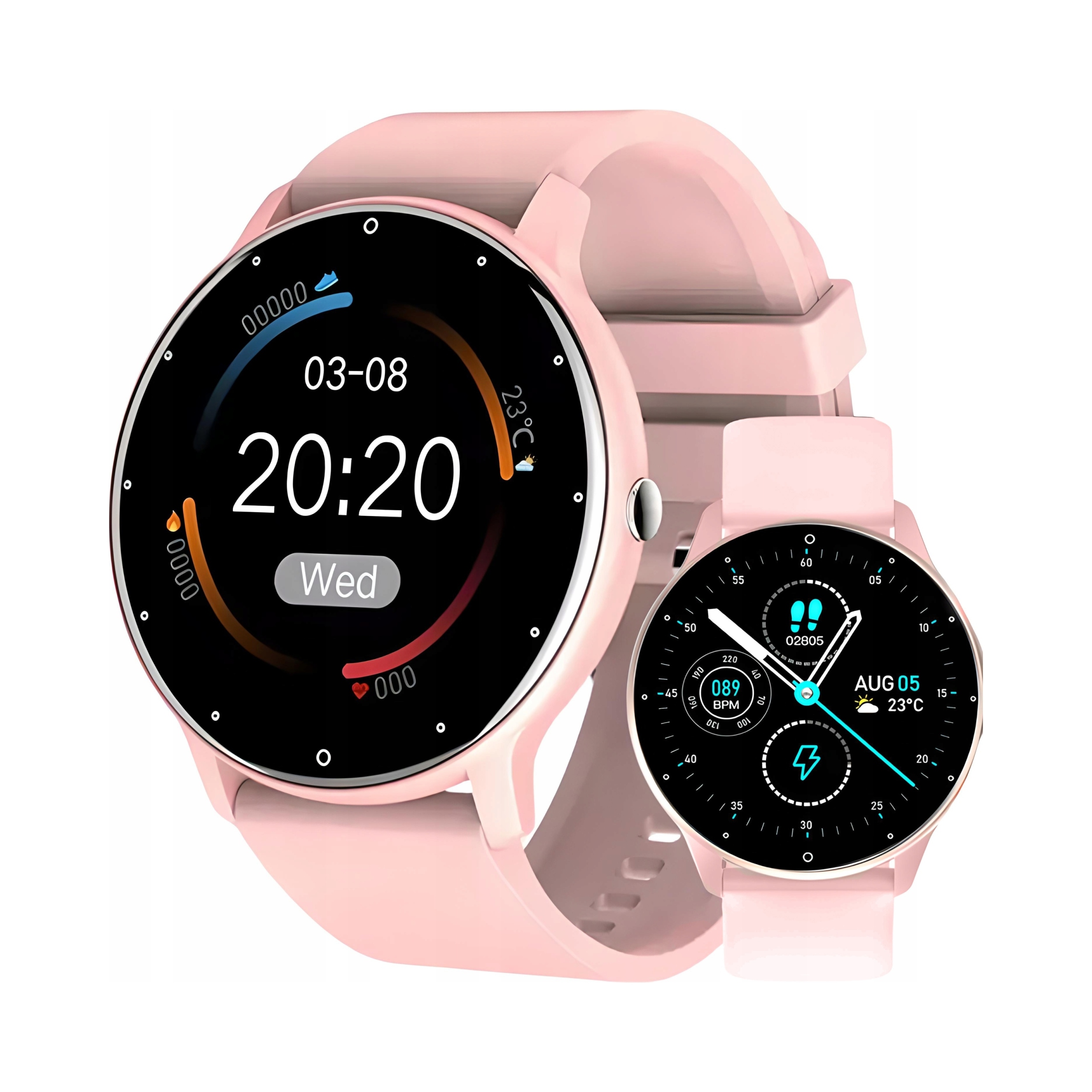 Zegarek Smartwatch Damski Rożowy Aplikacja Wyświetlacz Dotykowy