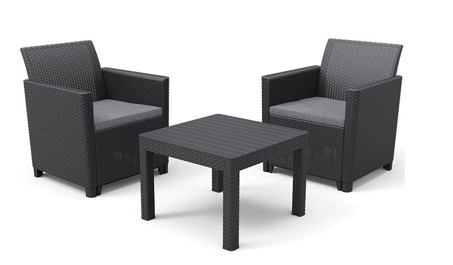 Sada záhradného nábytku plast Keter sivá, 3 kusy