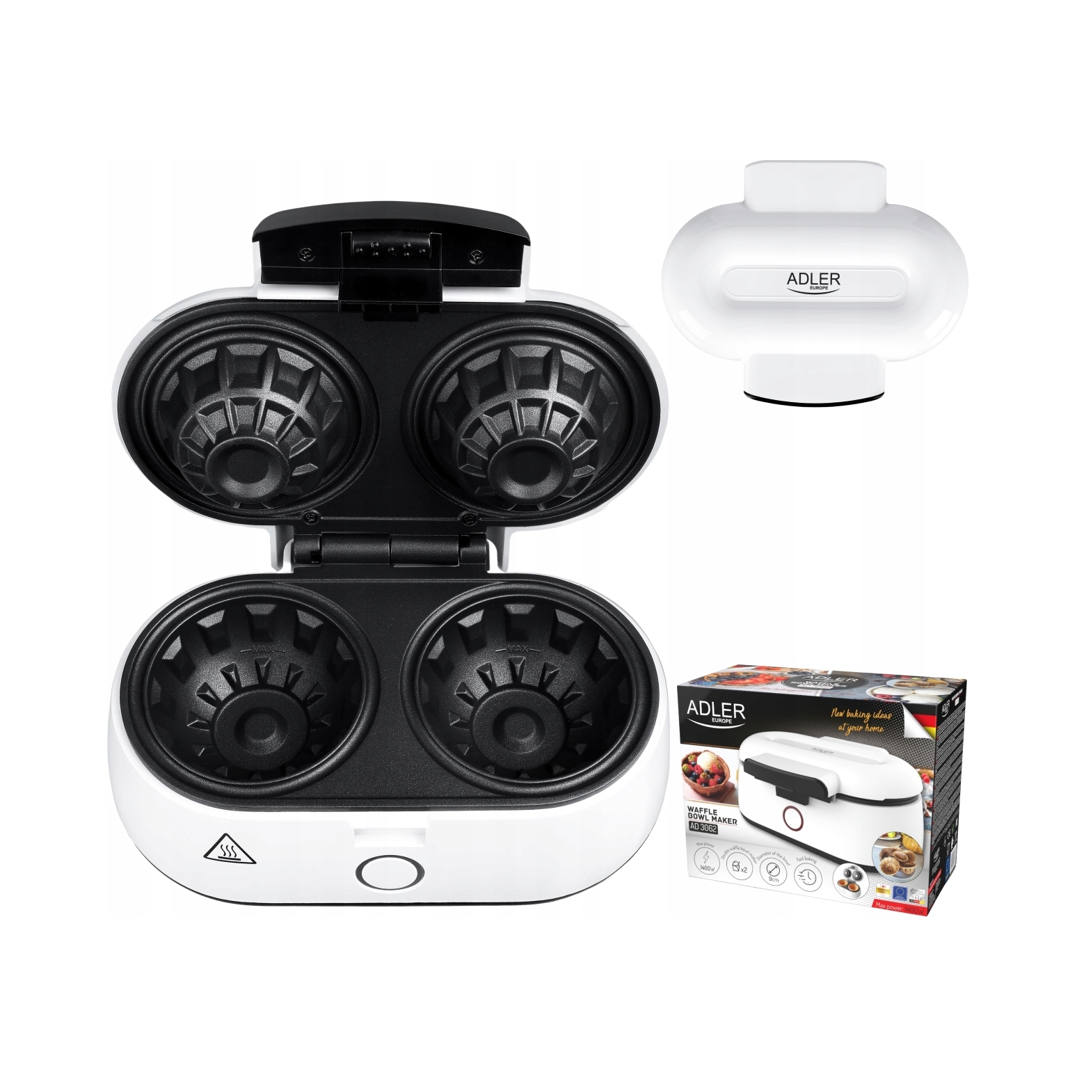 Adler AD3062 wypiekacz do miseczek waflowych 2 miski * izolowany uchwyt