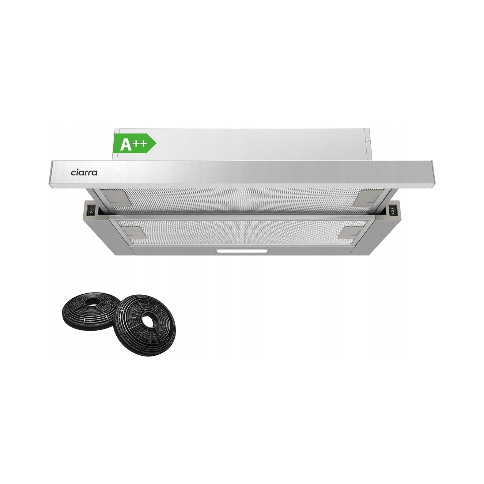 Okap kuchenny Ciarra do zabudowy płaski 60cm 370 m³/h teleskopowy wysuwany