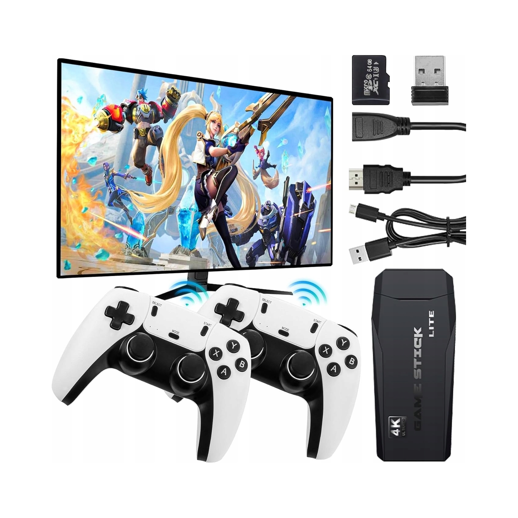 Konsola Retro Game Stick X2 HDMI 4K 64 GB 35tyś gier GD10 PLUS 2 PADY