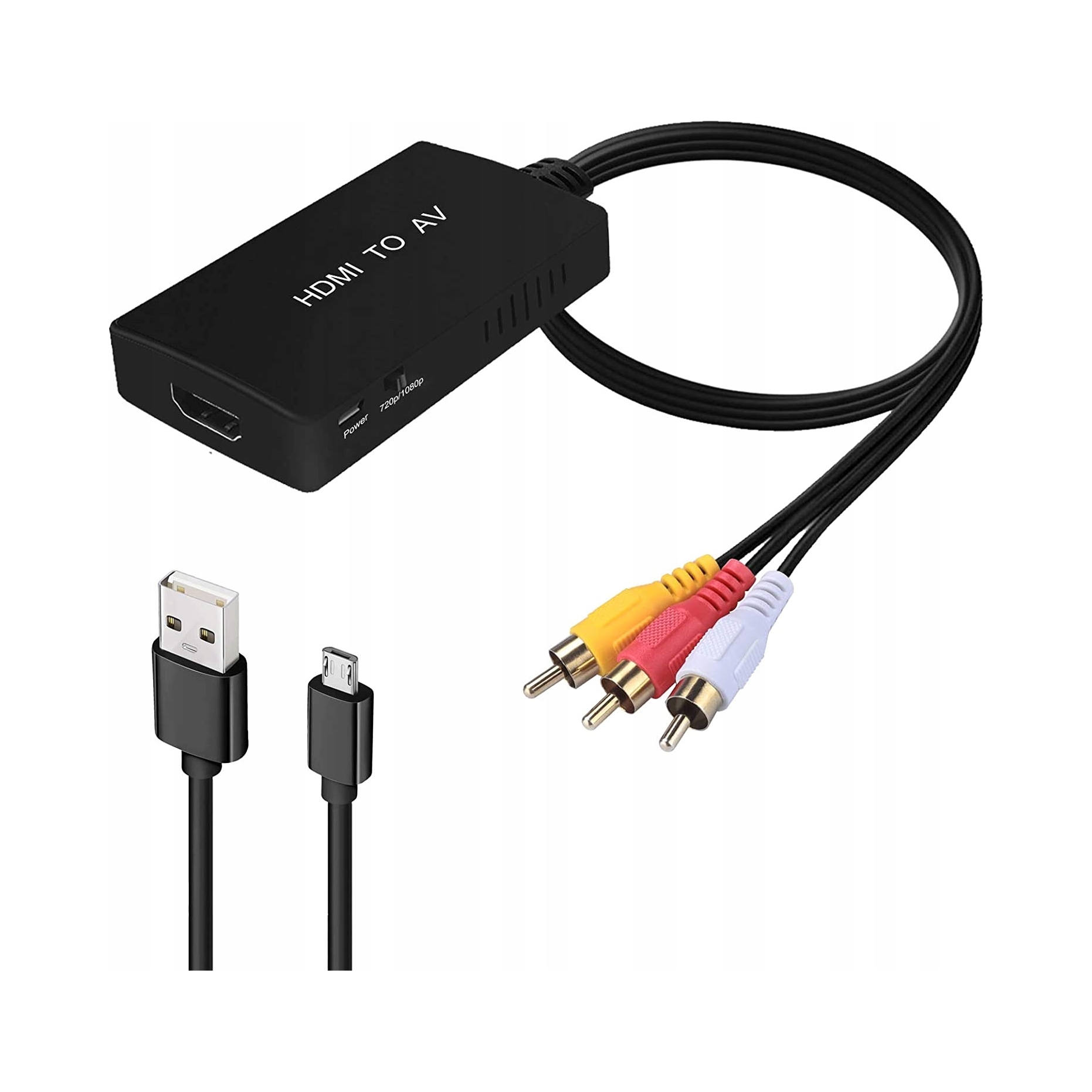 Konwerter Hdmi na Rca, Adapter Av na Composite, Cvbs 1080