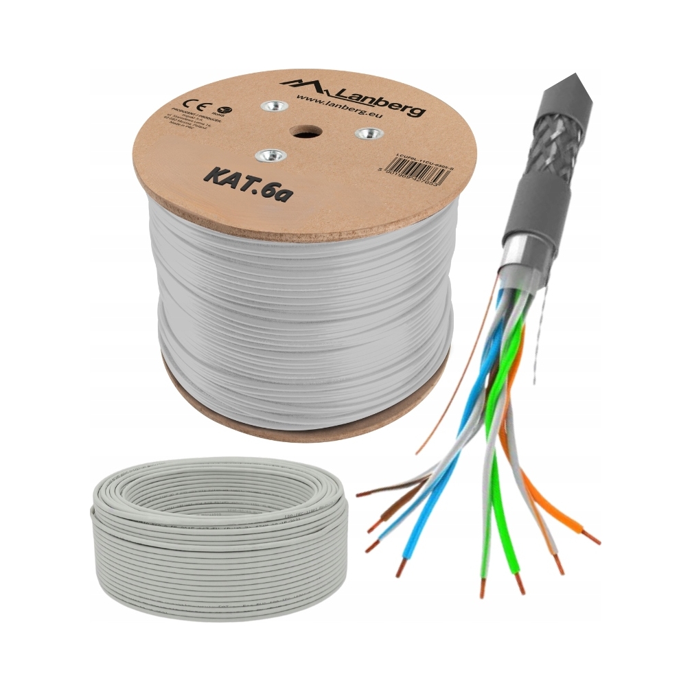 Kabel Sieciowy Skrętka Przewód Lan RJ45 U/ftp KAT.6A CAT.6A 305M Lanberg