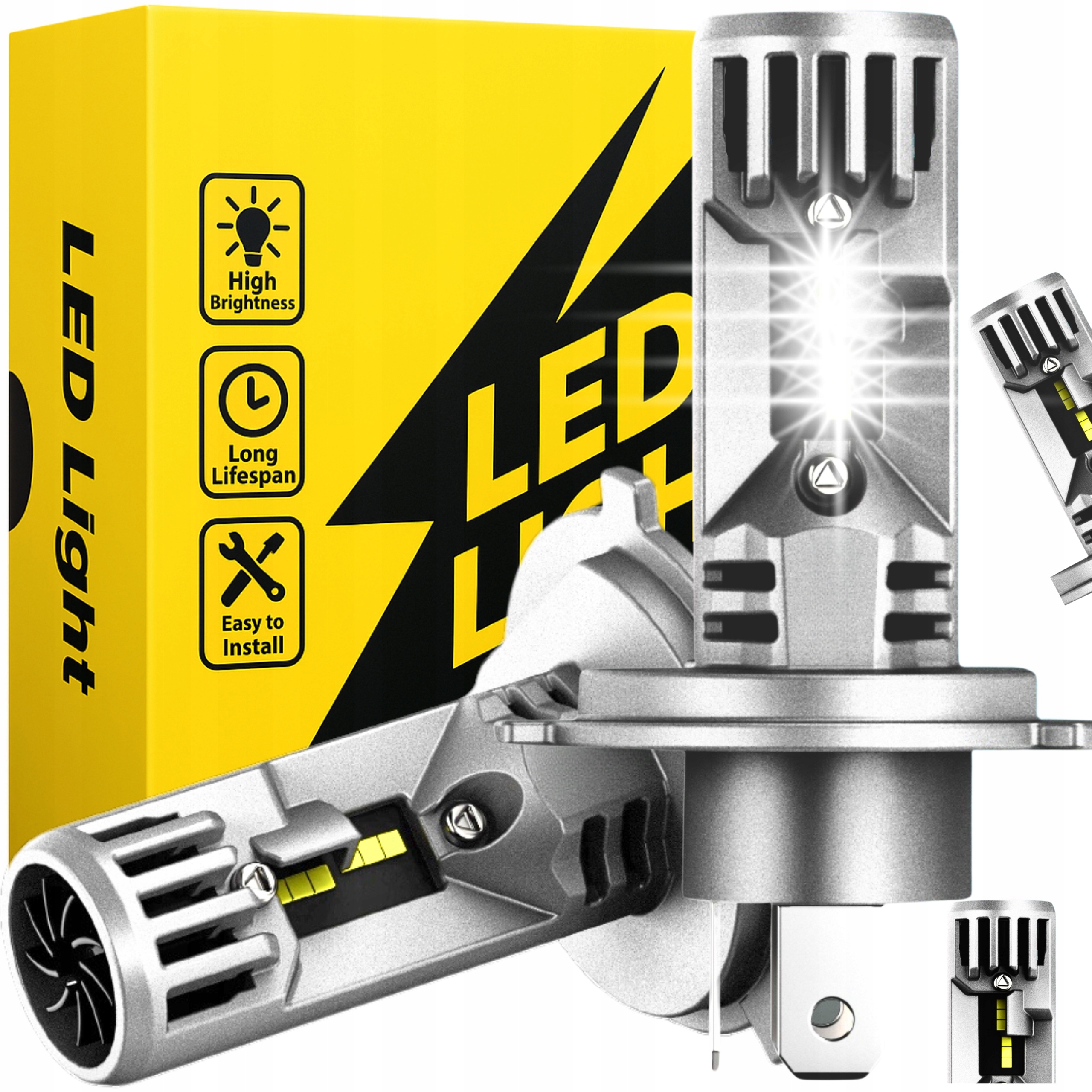 H4 LED ŽIBINTAI HOMOLOGACIJA CANBUS +1000% 90W XENON BALTI GALIŲ RETROFIT