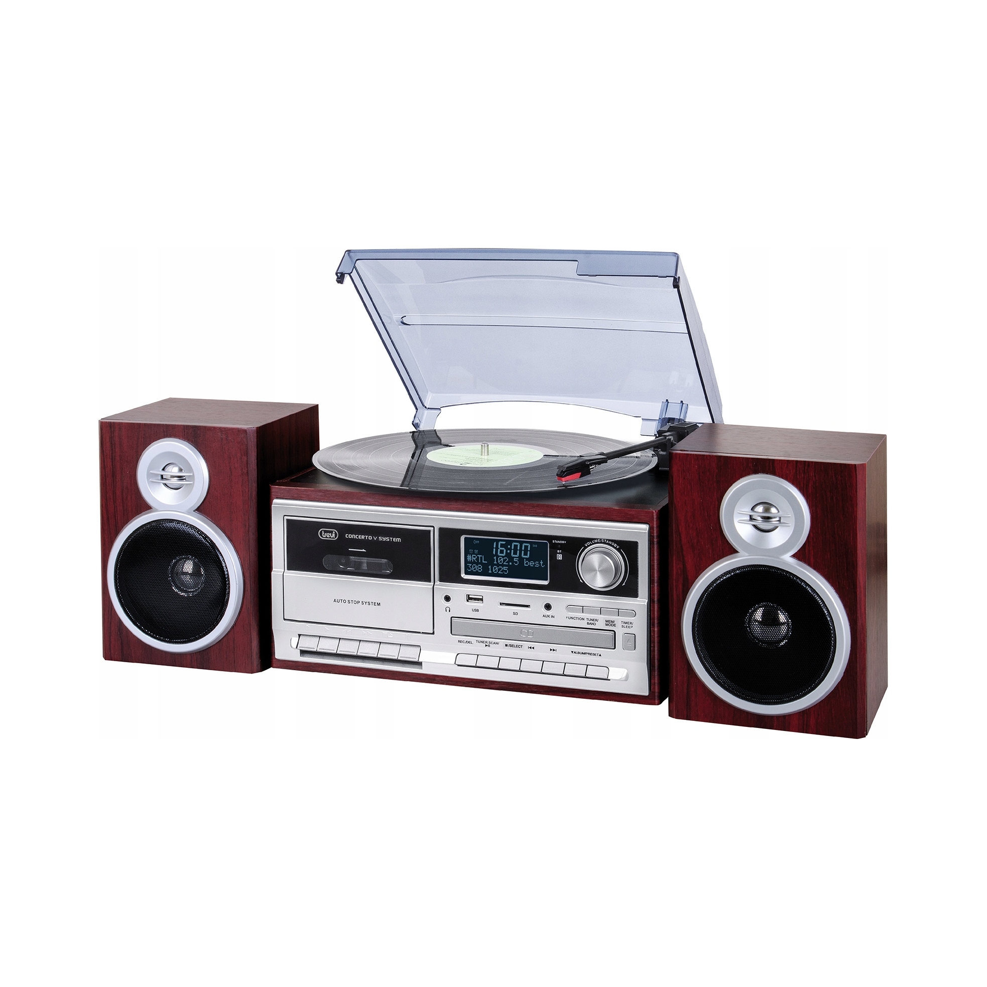 Gramofon Wieża Trevi Tt 1072 Dab Phono CD Bt Tape Usb MP3 Aux In Dab+