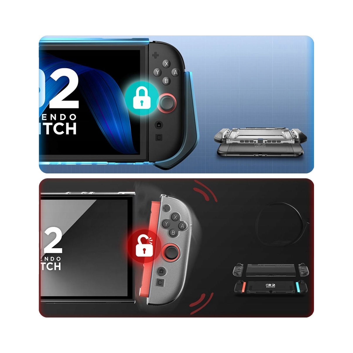 Etui pancerne Supcase do Nintendo Switch 2, case otwierane boki na Joy-Cony
