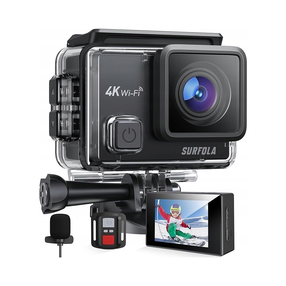 SURFOLA Kamera Sportowa 4K 20MP Wodoodporna 40M WiFi Z Mikrofonem — miniatura 8