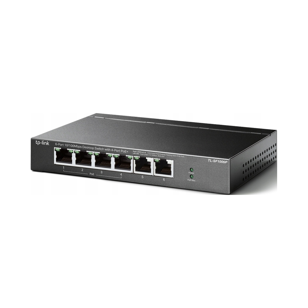 Switch TP-Link TL-SF1006P 6x Lan, 4x PoE+, 67W, kov
